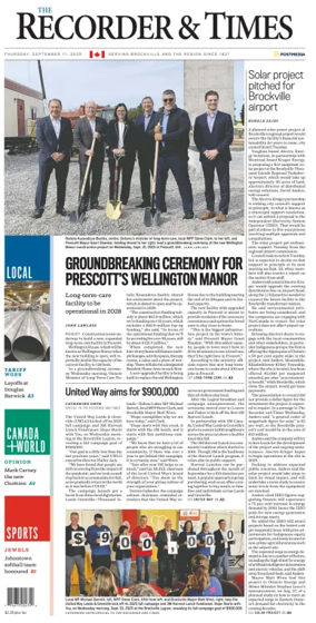 Cover of The Recorder & Times (Brockville)