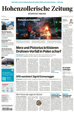 Cover of Hohenzollerische Zeitung