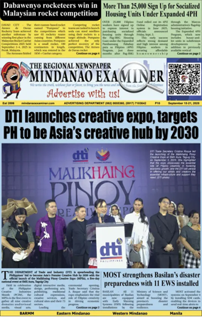 Cover of The Mindanao Examiner Regional Newspaper