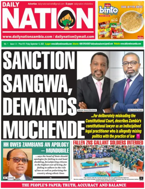 Cover of Daily Nation Newspaper