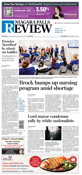 Cover of The Niagara Falls Review