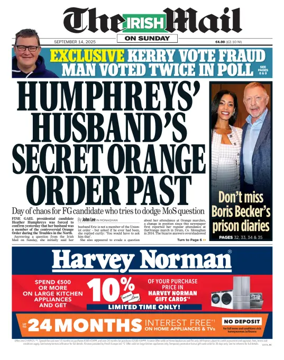 Cover of The Irish Mail on Sunday