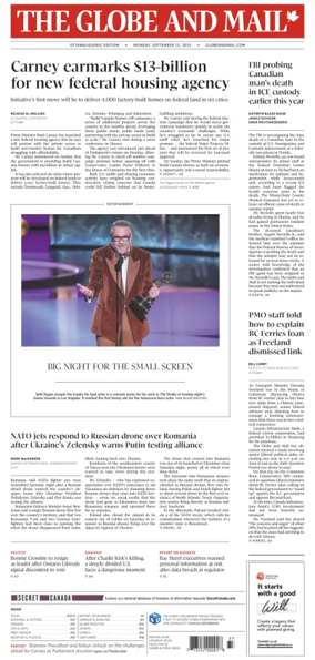 Cover of The Globe and Mail (Ottawa/Quebec Edition)