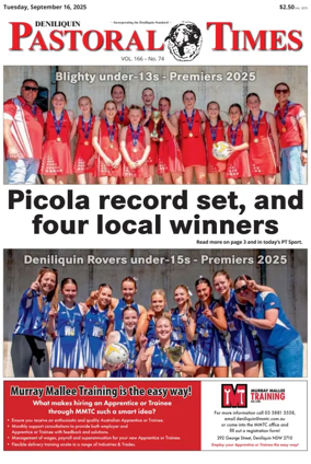 Cover of Deniliquin Pastoral Times