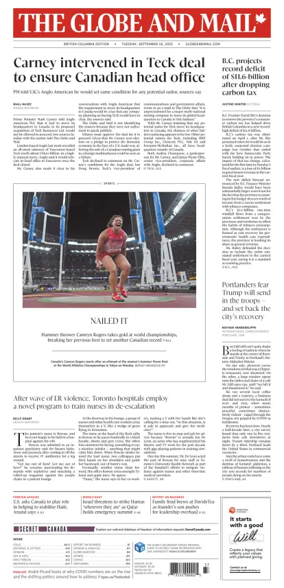 Cover of The Globe and Mail (BC Edition)