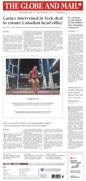 Cover of The Globe and Mail (Ottawa/Quebec Edition)