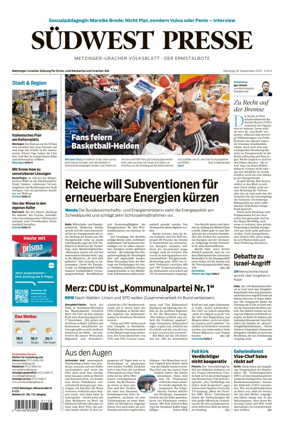 Cover of Südwest Presse (Metzinger Uracher Volksblatt / Der Ermstalbote)