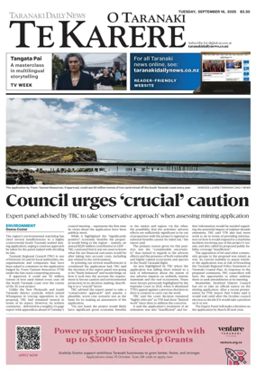 Cover of Taranaki Daily News