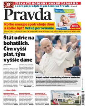 Cover of Pravda of Slovakia