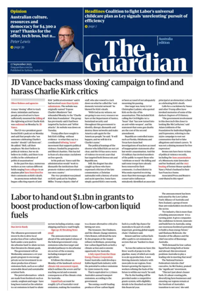 Cover of The Guardian Australia