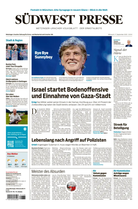 Cover of Südwest Presse (Metzinger Uracher Volksblatt / Der Ermstalbote)