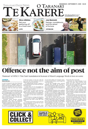 Cover of Taranaki Daily News