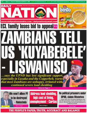 Cover of Daily Nation Newspaper