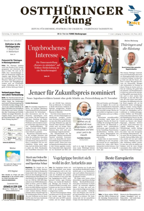 Cover of Ostthüringer Zeitung (Saale-Holzland-Kreis)