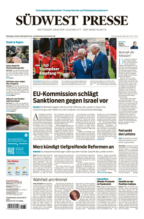 Cover of Südwest Presse (Metzinger Uracher Volksblatt / Der Ermstalbote)