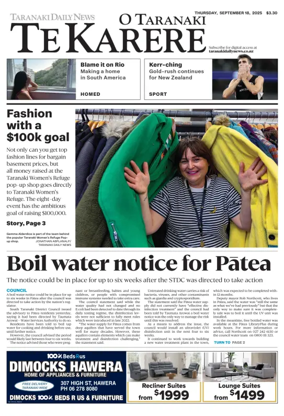 Cover of Taranaki Daily News