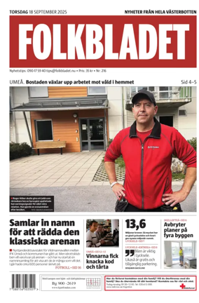 Cover of Folkbladet Västerbotten