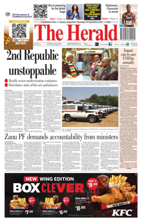 Cover of The Herald (Zimbabwe)