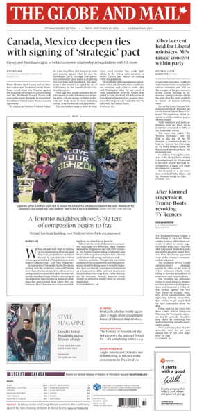 Cover of The Globe and Mail (Ottawa/Quebec Edition)