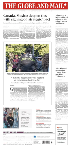 Cover of The Globe and Mail (Prairie Edition)