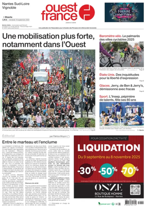 Cover of Ouest France (Nantes / Sud-Loire / Vignoble)