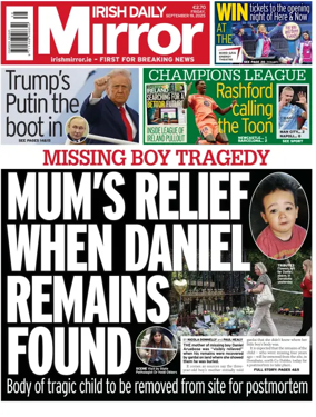 Cover of Irish Daily Mirror