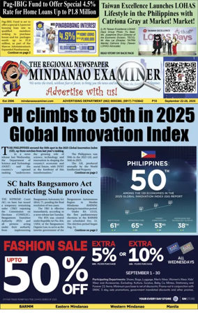 Cover of The Mindanao Examiner Regional Newspaper