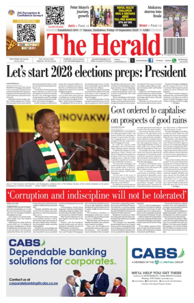 Cover of The Herald (Zimbabwe)