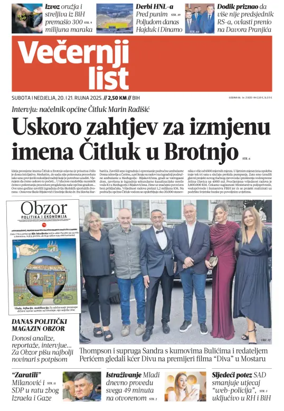 Cover of Večernji list BiH