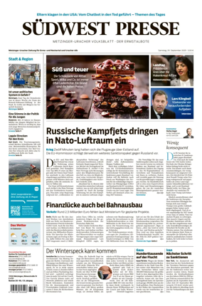 Cover of Südwest Presse (Metzinger Uracher Volksblatt / Der Ermstalbote)