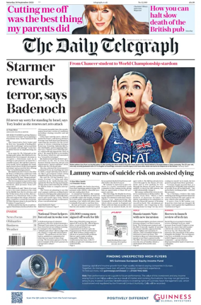 Cover of The Daily Telegraph - Saturday