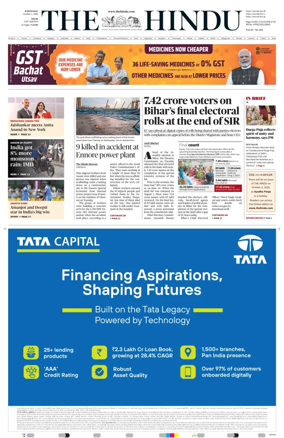 Cover of The Hindu (Delhi)