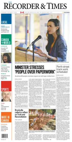 Cover of The Recorder & Times (Brockville)