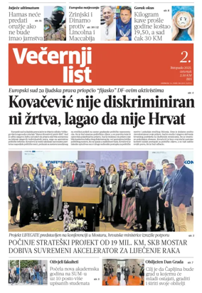 Cover of Večernji list BiH