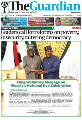 Cover of The Guardian Nigeria