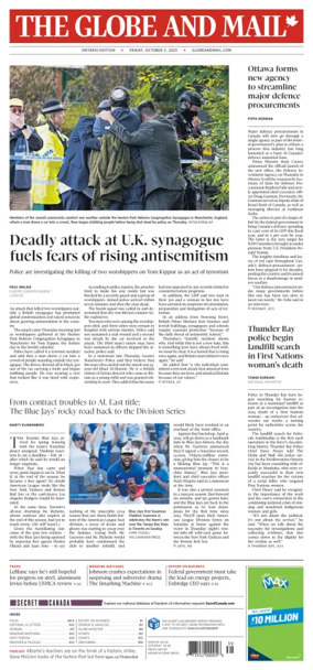 Cover of The Globe and Mail Metro (Ontario Edition)