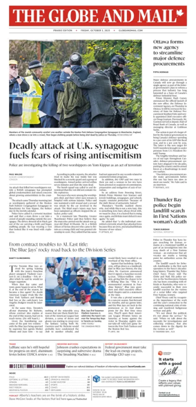 Cover of The Globe and Mail (Prairie Edition)