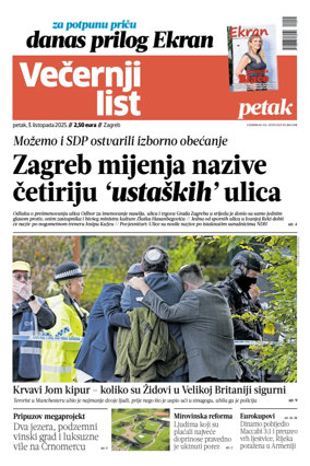 Cover of Večernji list - Zagreb
