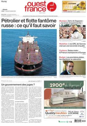 Cover of Ouest France (Auray)