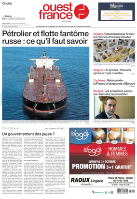 Cover of Ouest France (Cholet)