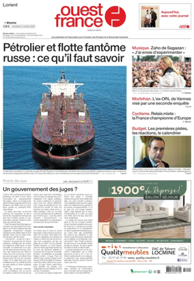 Cover of Ouest France (Lorient)