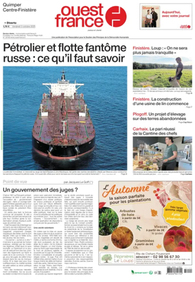 Cover of Ouest France (Quimper)