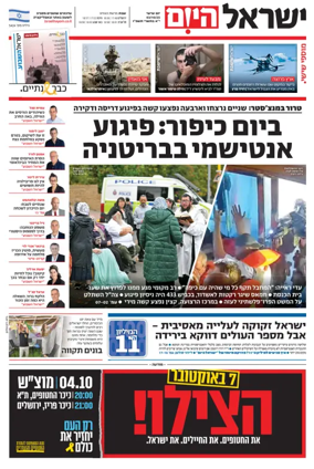 Cover of Israel Hayom