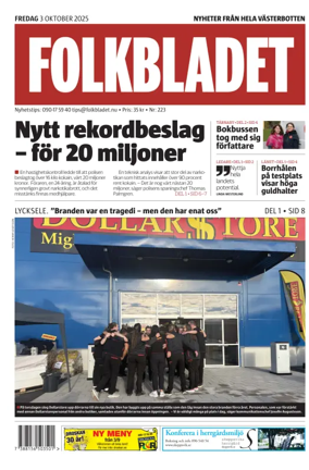 Cover of Folkbladet Västerbotten