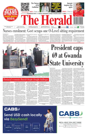 Cover of The Herald (Zimbabwe)