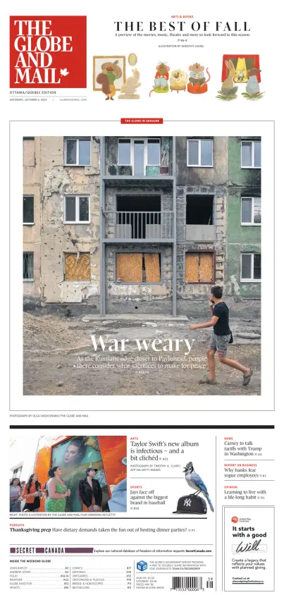 Cover of The Globe and Mail (Ottawa/Quebec Edition)