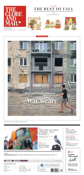 Cover of The Globe and Mail (Prairie Edition)