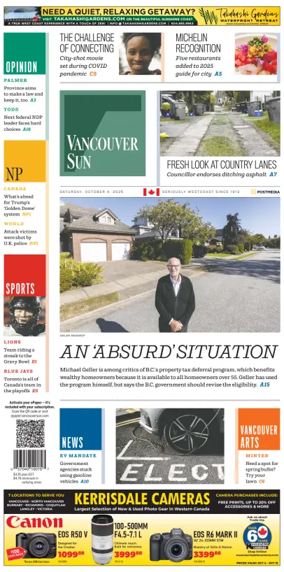 Cover of Vancouver Sun