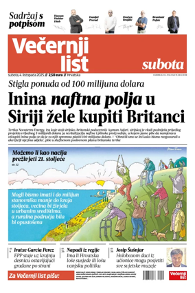 Cover of Vecernji list - Hrvatska