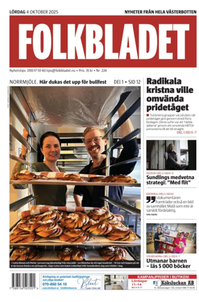 Cover of Folkbladet Västerbotten
